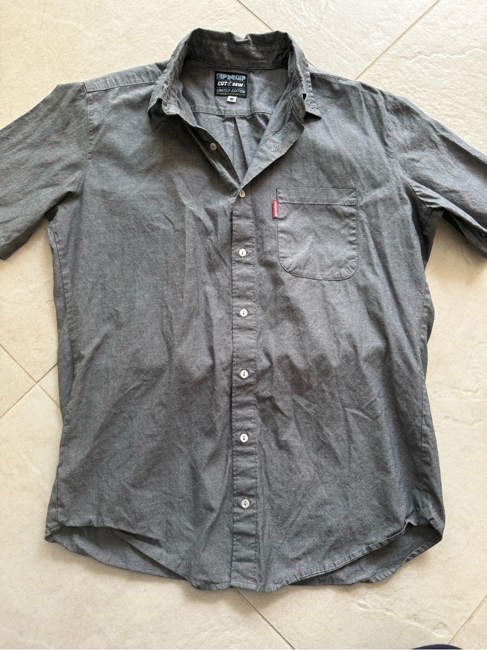 Ripndip Men's Gray Button-Down Short Sleeve Shirt